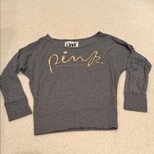 PINK Victoria’s Secret Gray Sweatshirt with Gold Print 2000s